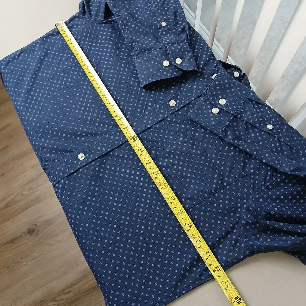 Banana Republic Slim Flex Fit Tech Stretch Cotton Shirt Mens L navy blue floral